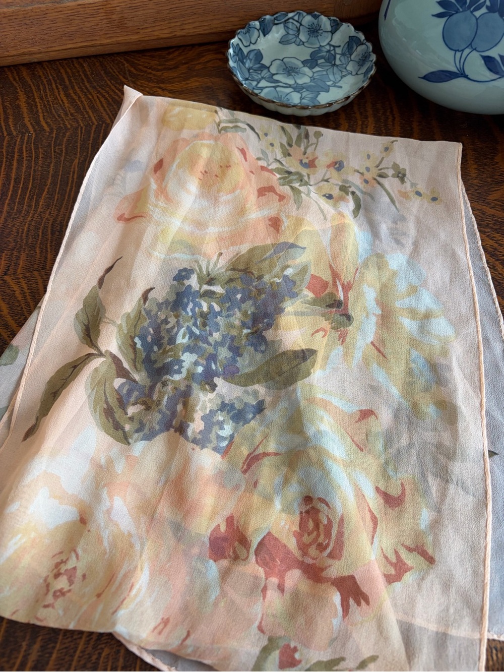 Ellen Tracy Silk Floral Silk Scarf - Picture 5 of 6